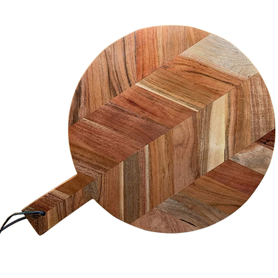 Kuchenna Okrągła Deska Do Krojenia Z Drewna Akacji Z Uchwytem