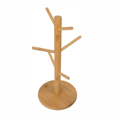 Drewniany 15x35 Cm organizator kubek do kawy suszarka stojak kubek z 6 haczykami do przechowywania