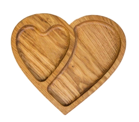 Bamboo Heart Shaped Serving Plate Walnut Wooden Fruit Tray Ekologiczne