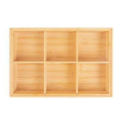Drewniany bambus 32,5 * 22,1 * 7,7 cm Organizer do przechowywania torebek na herbatę 6 przegródek z drewnianą pokrywką